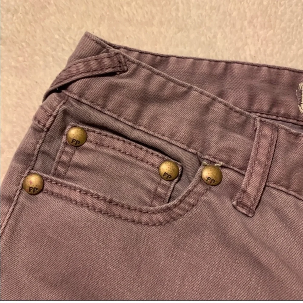 Free People Ankle Zip Skinny Jeans Dusty Purple